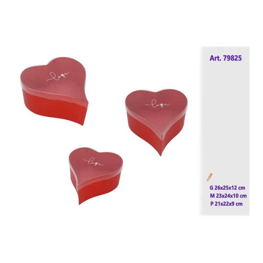 SET 3 SCATOLE CUORE CARTA PVC ROSSO